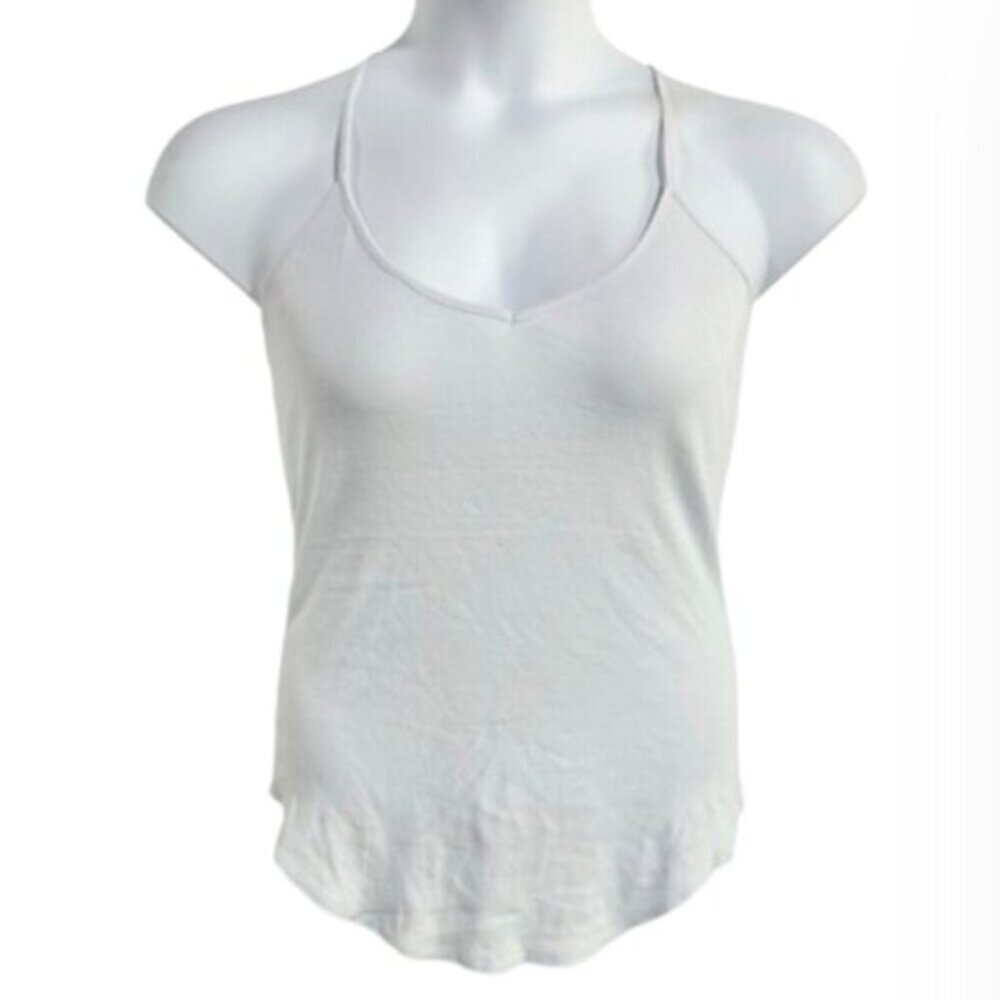 Chaser Baby Rib V-Neck T Back Shirttail Cami in Glass Size Medium - NWT